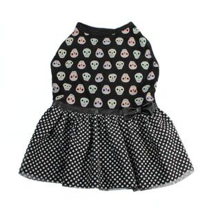 Thrills and Chills Gothic Halloween Skull Dog Dress Costume NWT Size Med…